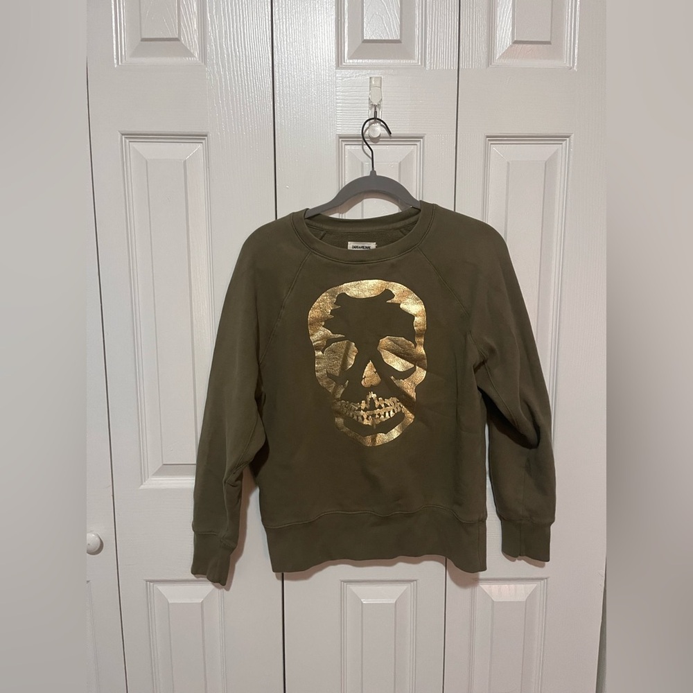 Zadig & Voltaire Skull Hoodie Green/Gold Extra Small